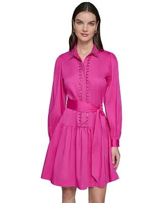 Karl Lagerfeld Paris Women's Embellished Shirt Dress