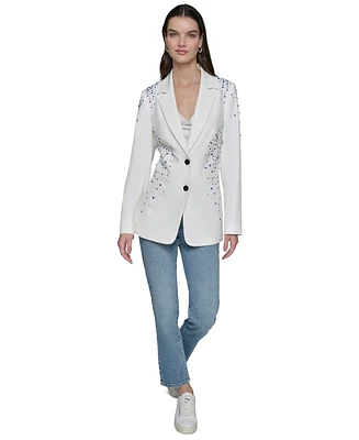 Karl Lagerfeld Paris Women's Embellished Notch-Lapel Blazer