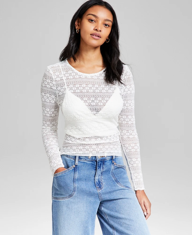 And Now This Women's Floral Lace Top, Exclusively at Macy's