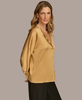 Donna Karan New York Women's Long-Sleeve V-Neck Satin Blouse