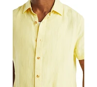 Nautica Men's Linen Solid-Color Short-Sleeve Classic-Fit Shirt