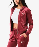 True Religion Women's Velour Zip Hoodie Sweatshirt