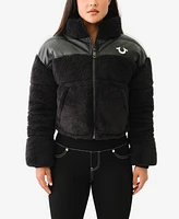 True Religion Women's Sherpa Yoke Long Sleeve Jacket