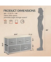 Wlive Dresser for Bedroom with 5 Drawers Wide Chest of Drawers Fabric Dresser Storage Organizer Unit with Fabric Bins for Closet Living Room Hallway