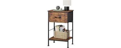 Wlive Nightstand End Table with Fabric Storage Drawer Open Wood Shelf Bedside Furniture Steel Frame Side for Bedroom Dorm Easy Assembly