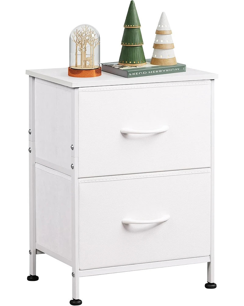 Wlive Nightstand 2 Drawer Dresser for Bedroom Small with Drawers Bedside Furniture Night Stand End Table Fabric Bins Closet