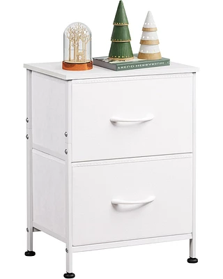 Wlive Nightstand 2 Drawer Dresser for Bedroom Small with Drawers Bedside Furniture Night Stand End Table Fabric Bins Closet