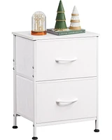 Wlive Nightstand 2 Drawer Dresser for Bedroom Small with Drawers Bedside Furniture Night Stand End Table Fabric Bins Closet