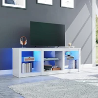 Wlive TV Stand with Led Lights for Tvs up to 65 inch Entertainment Center Glass Shelves Modern Console Living Room Media Stor