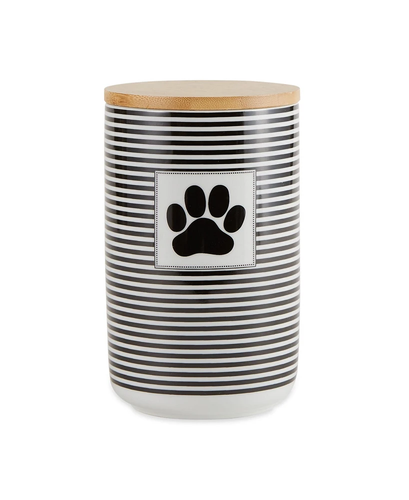Bone Dry Ceramic Pet Treat Canister Stripe Paw Patch