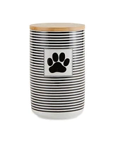 Bone Dry Ceramic Pet Treat Canister Stripe Paw Patch