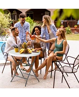 Gouun 32 Inch Round Folding Table with Thick Tabletop for Picnic