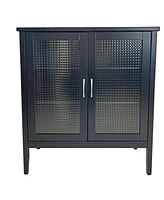 Kings Brand Furniture Lisle 2 Door Accent Storage Cabinet, Black