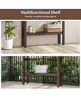 Gouun 48 Inch Patio Pub Height Table with Storage Shelf and Adjustable Foot Pads