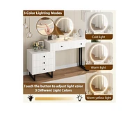 gaomon Vanity Desk with Mirror and Lights, Small Makeup Vanity with 5 Drawers for Bedroom