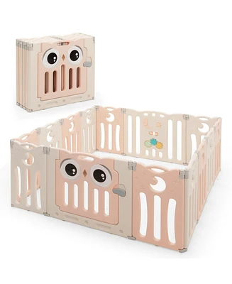 Gouun Kids 14-Panel Playpen Activity Center Foldable Play Yard with Lock Door