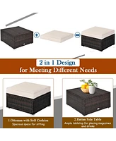 Gouun 5 Pieces Patio Rattan Sofa Set with Cushion and Ottoman