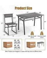 Gouun 5 Piece Dining Table Set with Storage Rack and Metal Frame