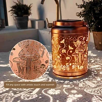 LAGarden Mushroom Solar Lantern Outdoor Hanging Waterproof Metal Decor Light Christmas Gifts Yard Patio Porch 2Pack