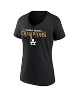 Fanatics Women's Black Los Angeles Dodgers 2024 World Series Champions Jersey Roster V-Neck T-Shirt