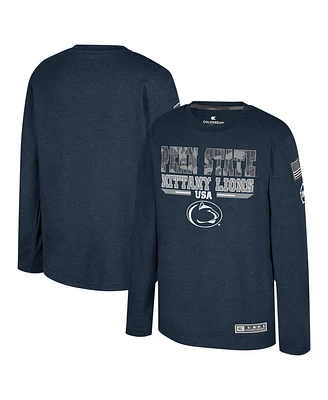 Colosseum Big Boys and Girls Heather Navy Penn State Nittany Lions Oht Military Appreciation Oorah Long Sleeve T-Shirt