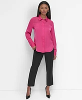 Dkny Women's Mixed-Media Chiffon-Yoke Blouse