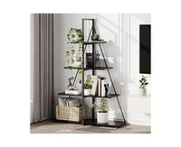 gaomon Shelf Ladder, 4-Shelf Ladder Bookcase, A-Shaped Ladder Shelf Display, Wooden Ladder Shelves Storage Organizer for Living Room