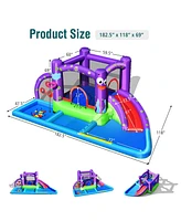 Gymax Inflatable Water Slide Castle Kids Bounce House w/ Octopus Style Blower Excluded