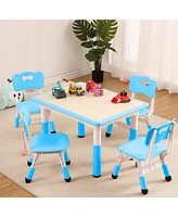 gaomon Kids Table and Chairs Set, Toddler Height Adjustable Desk With Graffiti Desktop, Arts & Crafts Seats, Non-Slip Legs, Max 300lbs