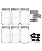 JoyJolt Wide Set of 6 Mason Jars with Airtight Lids