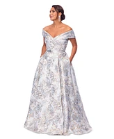 Xscape Women's Sweetheart-Neck Metallic-Jacquard Ball Gown