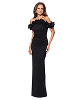 Xscape Women's Halter-Strap Ruffled Gown