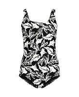 Lands' End Women's Chlorine Resistant Soft Cup Tugless Sporty One Piece Swimsuit