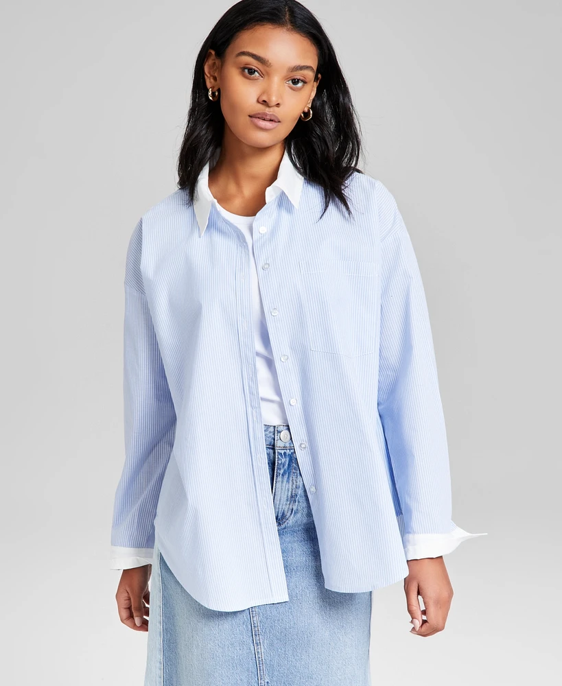 And Now This Women's Cotton Button-Front Long-Sleeve Shirt, Exclusively at Macy's