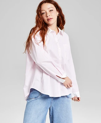 And Now This Women's Cotton Button-Front Long-Sleeve Shirt, Exclusively at Macy's