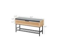 gaomon Shoe Bench, Storage Bench, Entryway Bench with Cushion, Shoe Shelf with Seat, Stable Shoe Organizer for Entryway, Living Room