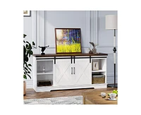 gaomon Farmhouse Tv Stand for 65 Inch Tv, Entertainment Center with Storage and Sliding Barn Doors