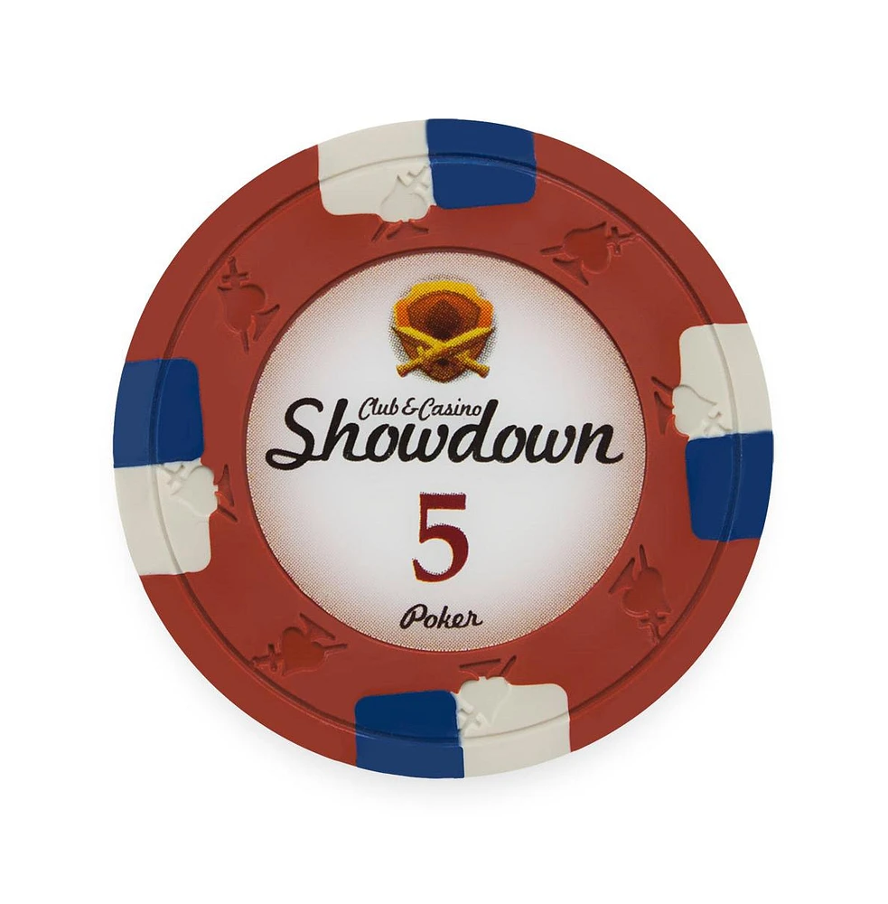 Slickblue Clay Composite Poker Chips Set 25-Pack - Showdown Design, $5 Value for Card Games