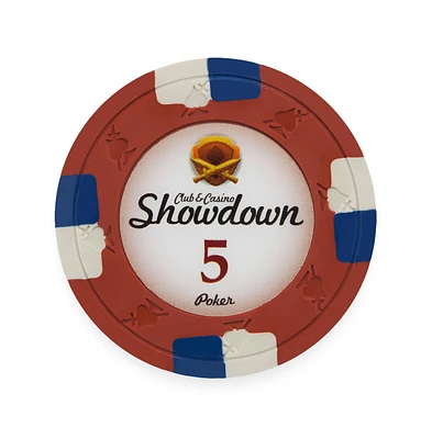 Slickblue Clay Composite Poker Chips Set 25-Pack - Showdown Design, $5 Value for Card Games