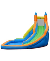 Gymax Inflatable Water Park Bounce House Climbing Wall Splash Pool w/480W Blower