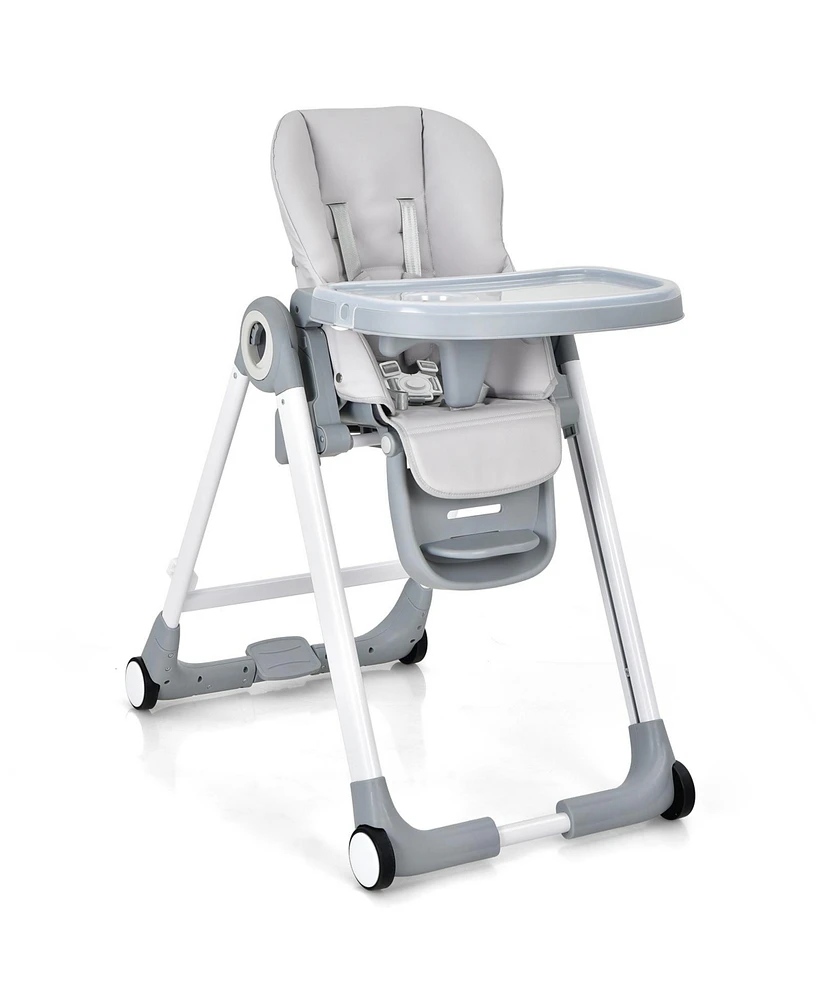 Gouun Baby Folding Convertible High Chair with Wheels and Adjustable Height