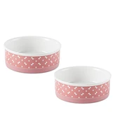 Bone Dry Rose Bone & Paw Print Pet Bowl Set/2