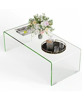 Gouun 42 x 19.7 Inch Tempered Glass Table with Rounded Edges
