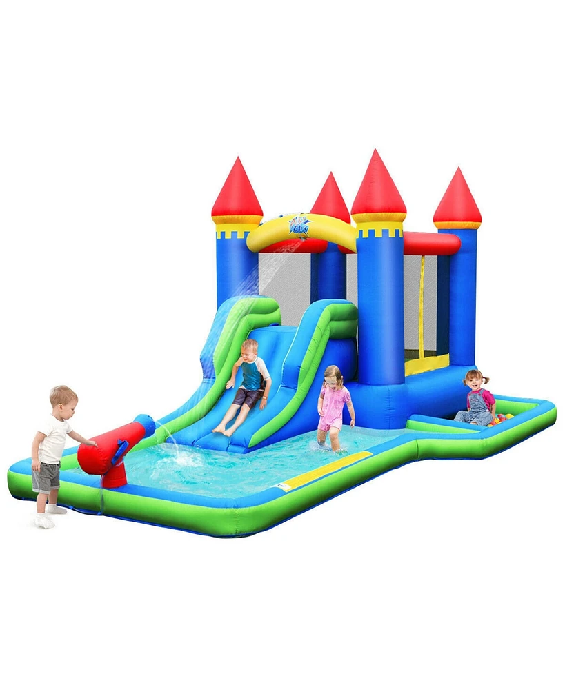 Gymax Inflatable Bouncer Climbing Slide Bounce House Water Park BallPit Without Blower