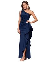 Xscape Women's Ruffled One-Shoulder Scuba Gown