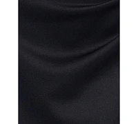 Xscape Women's Asymmetric-Neck Side-Drape Dress