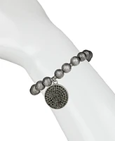 Patricia Nash Silver-Tone Dark Crystal Disc Beaded Stretch Bracelet