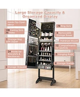 Gouun Freestanding Jewelry Cabinet with Full Length Hd Mirror
