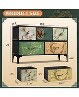 Wlive Dresser for Bedroom with 5 Drawers Wide Chest of Drawers Fabric Dresser Storage Organizer Unit with Fabric Bins for Closet Living Room Hallway F