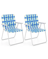 Gouun 2 Pieces Folding Beach Chair Camping Lawn Webbing Chair